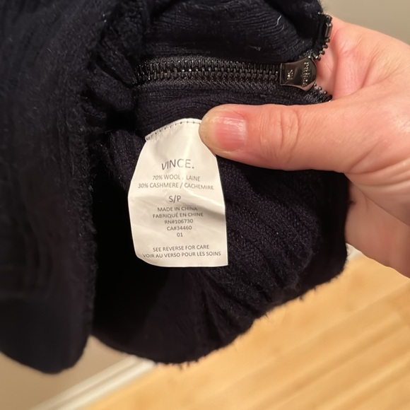 Vince Cashmere Wool Sweater, Cowl Neck Side Zip Small - Picture 4 of 7